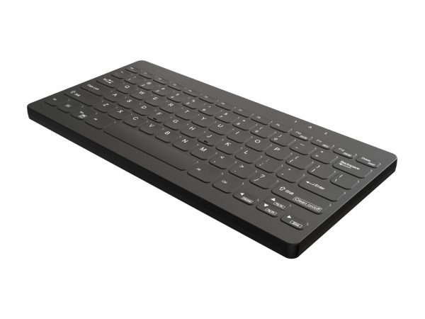 isometric view of black Bluetooth keyboard