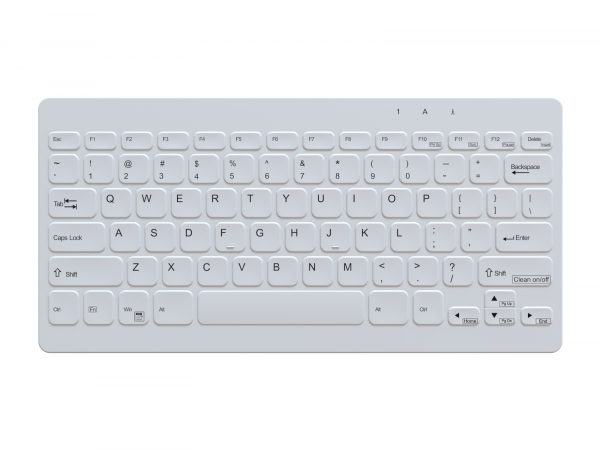 top view of 78-key white Bluetooth keyboard