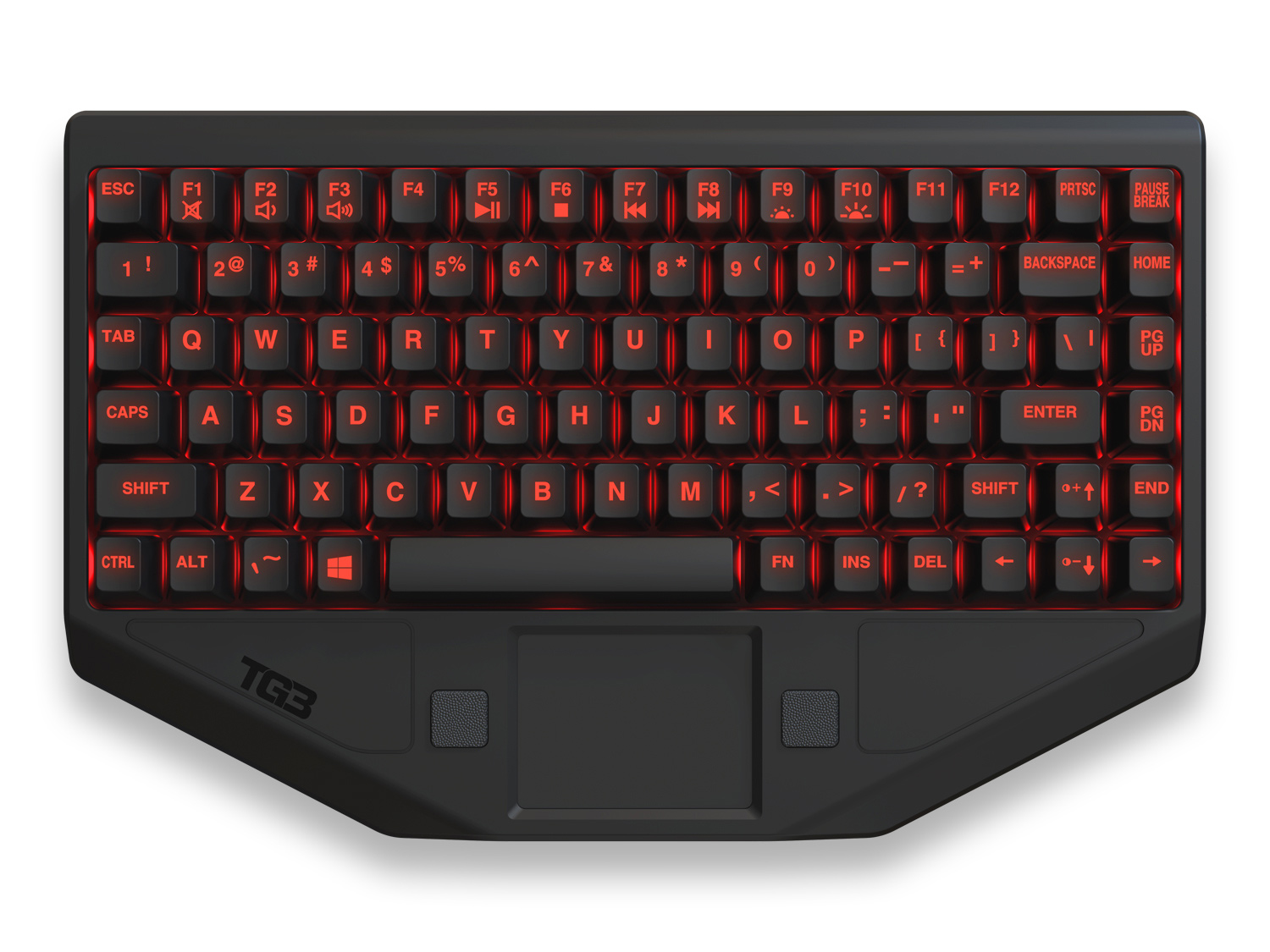 backlit keyboard with center touchpad